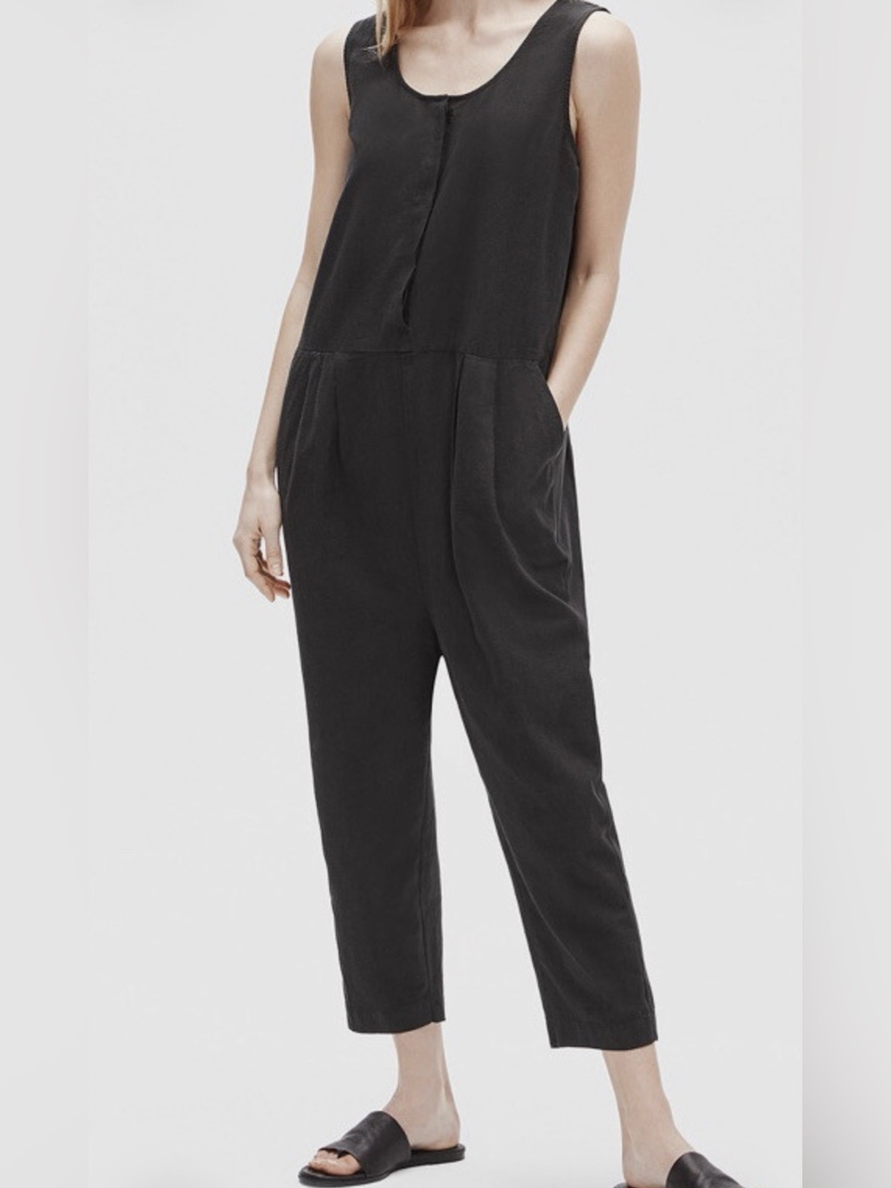 Eileen Fisher Black Sleeveless Relaxed Jumpsuit